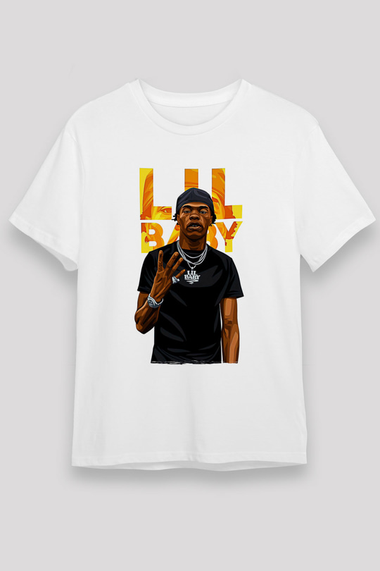 Lil Baby Baskılı Unisex Beyaz Tişört - Tshirt