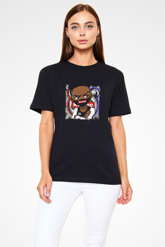 Lil Romeo Baskılı Unisex Siyah Tişört