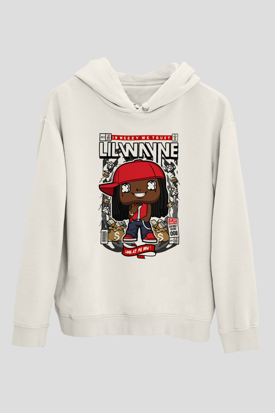 Lil Wayne Baskılı Unisex Beyaz Hoodie
