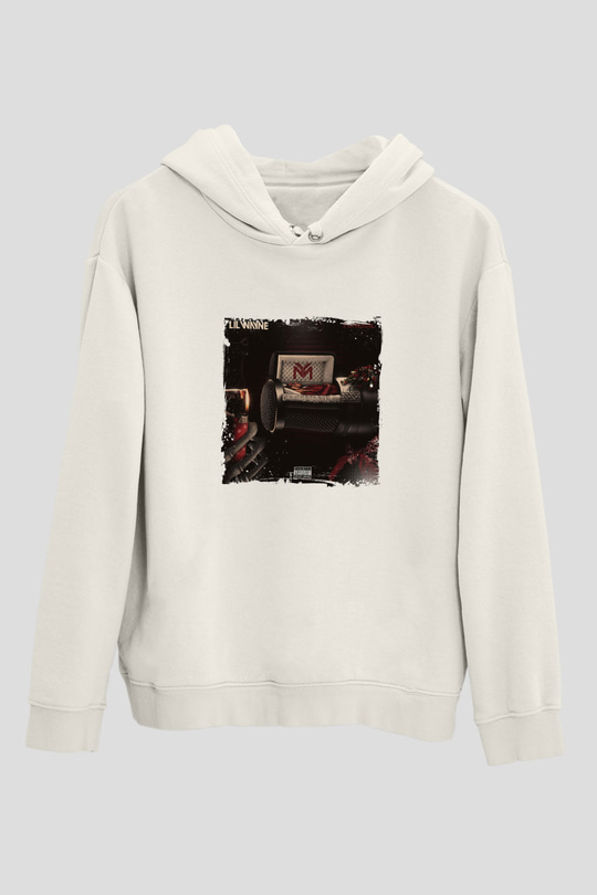 Lil Wayne Baskılı Unisex Beyaz Kapüşonlu Sweatshirt