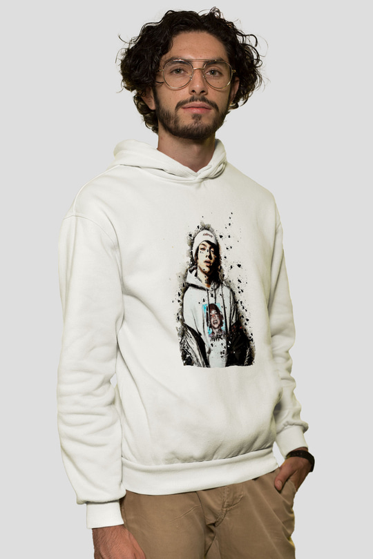 Lil Xan Baskılı Beyaz Unisex Kapüşonlu Sweatshirt