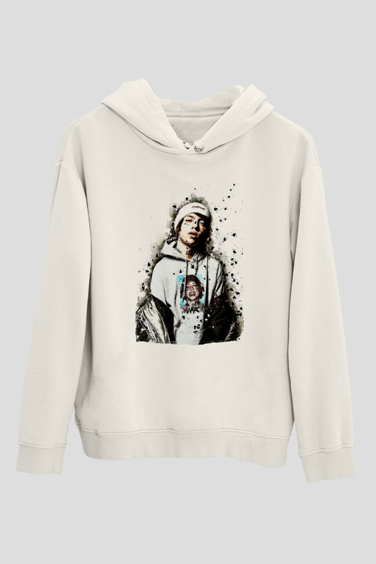 Lil Xan Baskılı Beyaz Unisex Kapüşonlu Sweatshirt