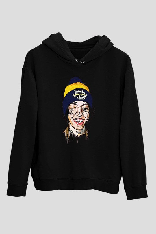 Lil Xan Baskılı Unisex Siyah Hoodie