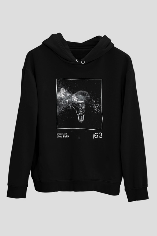 Limp Bizkit Baskılı Unisex Siyah Kapüşonlu Sweatshirt