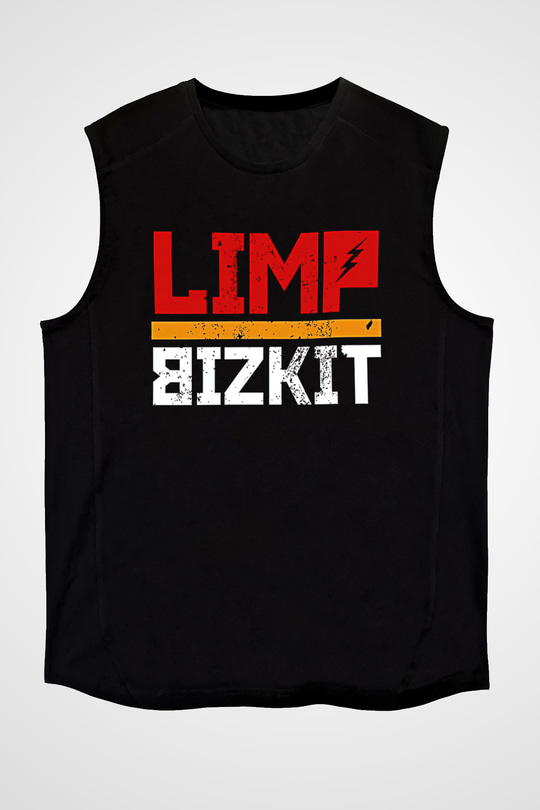 Limp Bizkit Baskılı Unisex Siyah Kolsuz Tişört - Tshirt