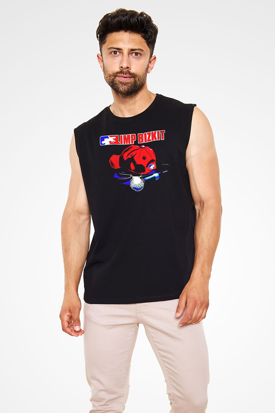 Limp Bizkit Baskılı Unisex Siyah Kolsuz Tişört - Tshirt