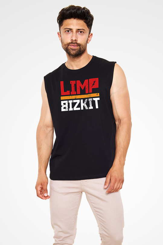 Limp Bizkit Baskılı Unisex Siyah Kolsuz Tişört - Tshirt