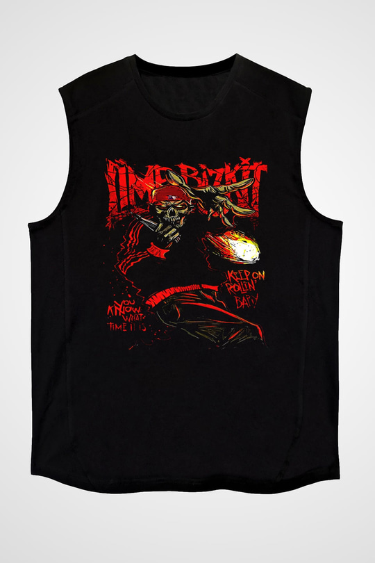 Limp Bizkit Baskılı Unisex Siyah Kolsuz Tişört - Tshirt