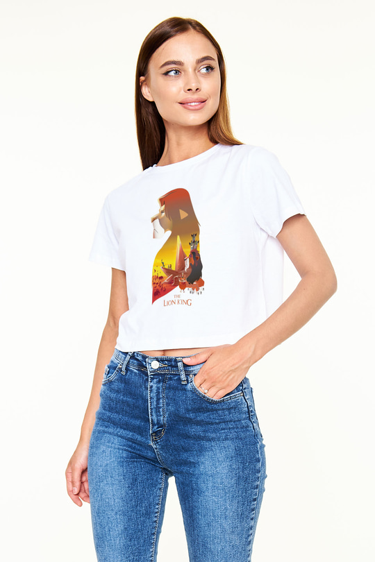 Lion King Beyaz  Crop Top Tişört