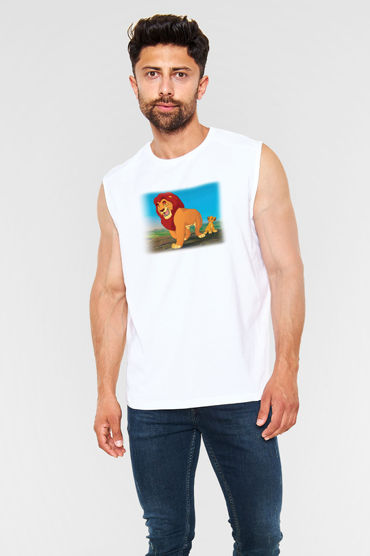 Lion King Beyaz Unisex Kolsuz Tişört