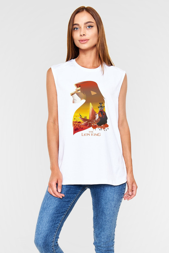 Lion King Beyaz Unisex Kolsuz Tişört