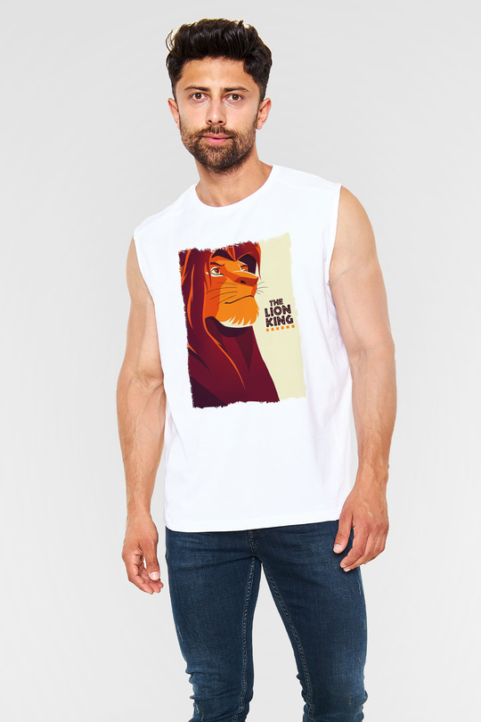 Lion King Beyaz Unisex Kolsuz Tişört
