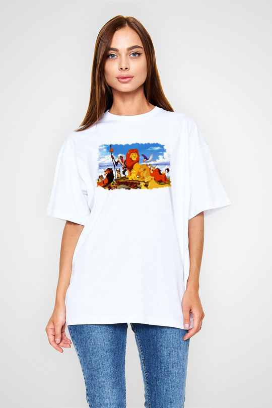 Lion King Beyaz Unisex Oversize Tişört T-Shirt