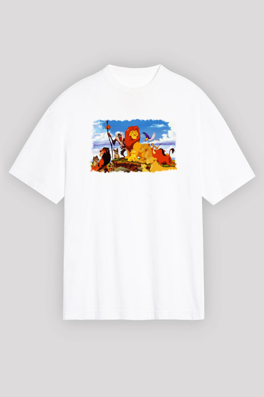 Lion King Beyaz Unisex Oversize Tişört T-Shirt