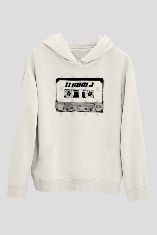LL Cool J Baskılı Beyaz Unisex Kapüşonlu Sweatshirt