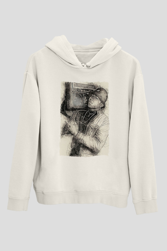 LL Cool J Beyaz Unisex Kapüşonlu Sweatshirt