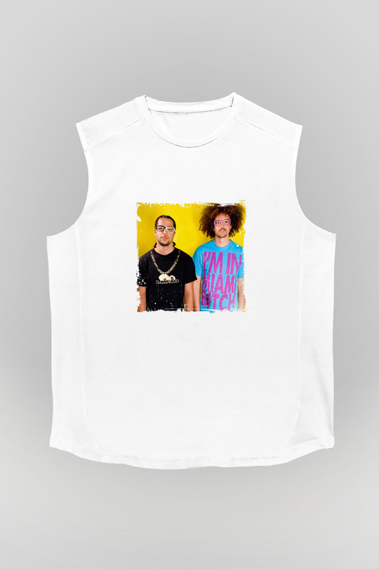 LMFAO Baskılı Unisex Beyaz Kolsuz Tişört