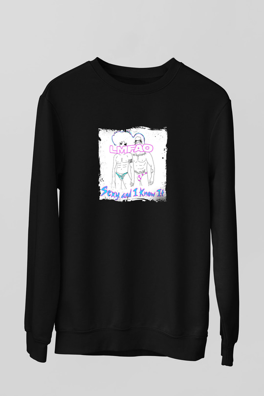 LMFAO Baskılı Unisex Siyah Sweatshirt