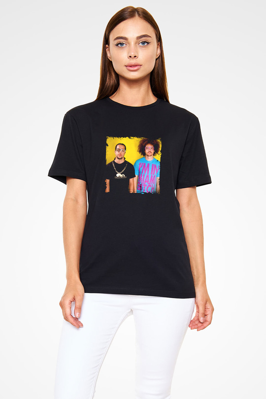 LMFAO Baskılı Unisex Siyah Tişört