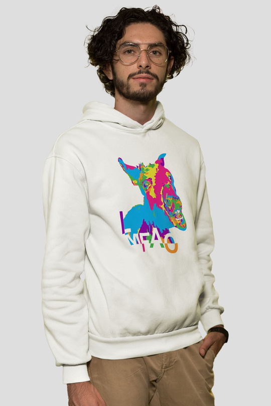 LMFAO Beyaz Unisex Kapüşonlu Sweatshirt