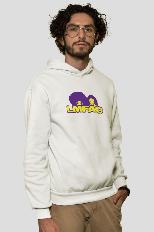 LMFAO Beyaz Unisex Kapüşonlu Sweatshirt
