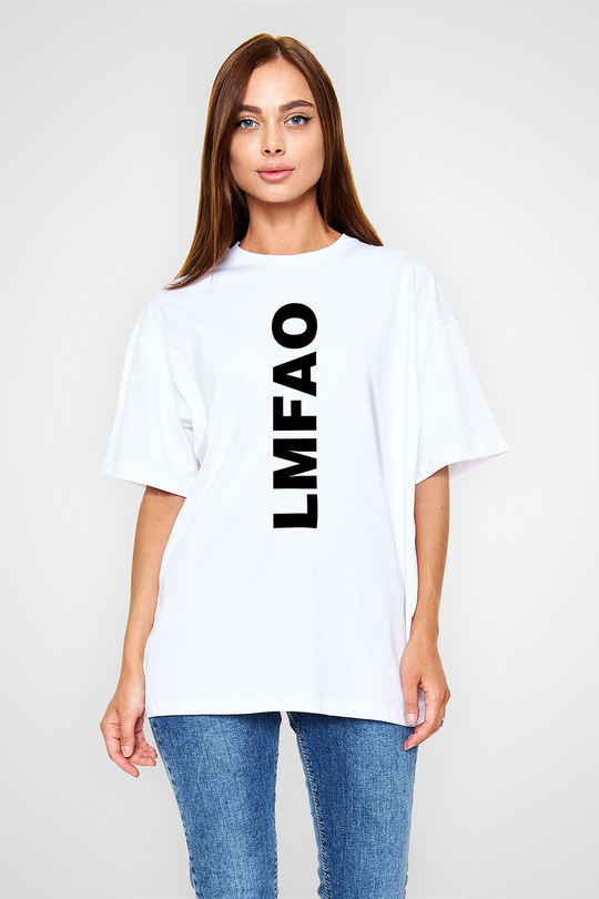 LMFAO Beyaz Oversize Tişört Oversize T-shirt - TişörtFabrikası