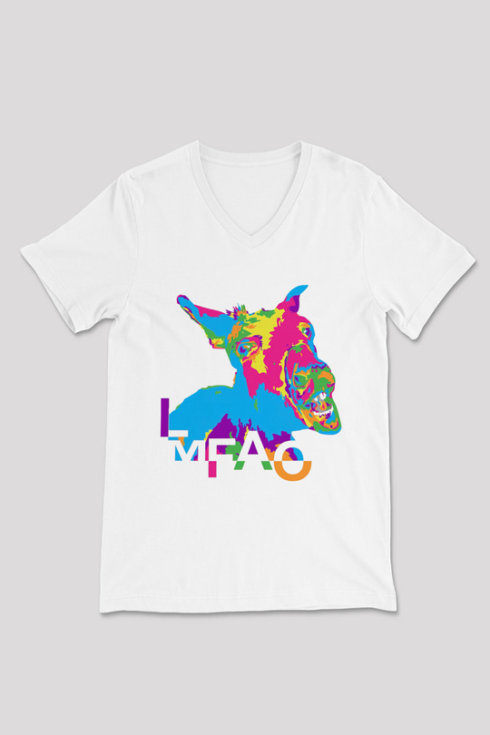 LMFAO Beyaz Unisex V Yaka Tişört