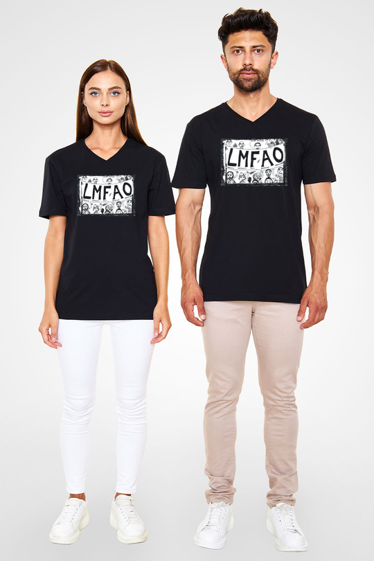 LMFAO Siyah Unisex V Yaka Tişört