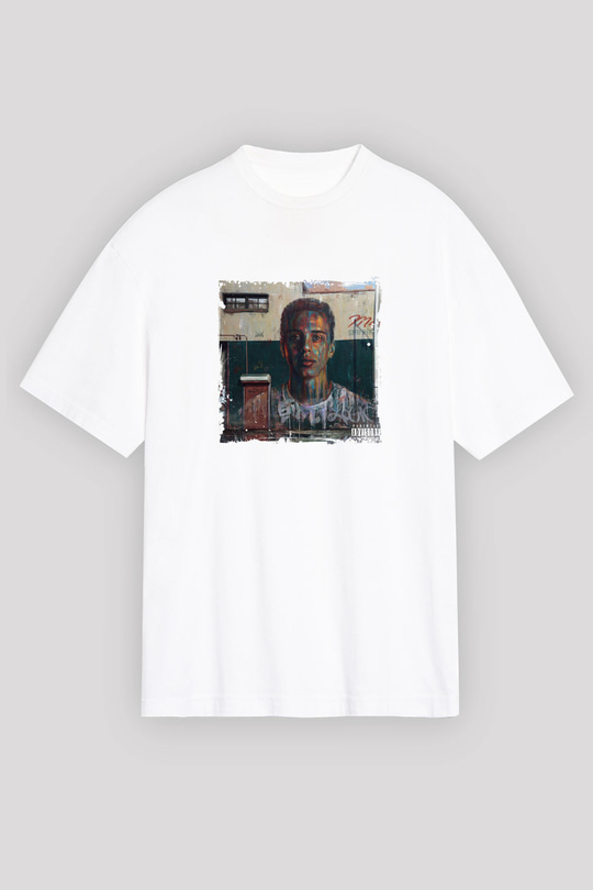 Logic Baskılı Oversize Beyaz Tişört