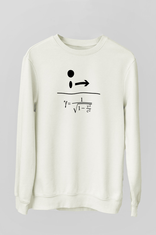 Lorentz Faktörü Baskılı Unisex Ekru Sweatshirt
