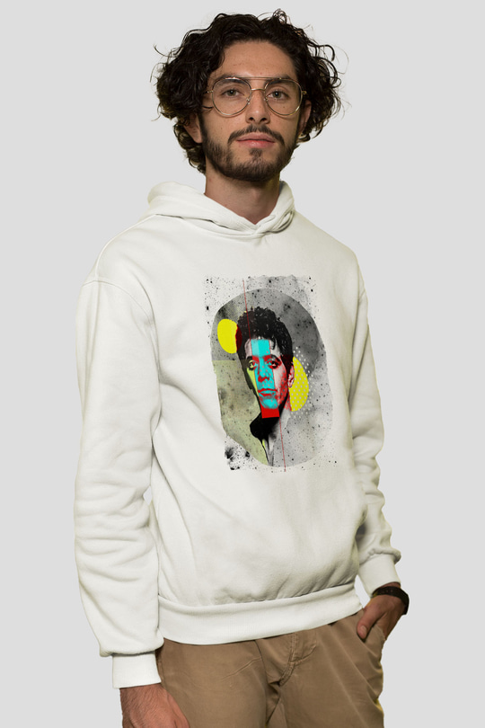 Lou Reed Beyaz Unisex Kapüşonlu Sweatshirt