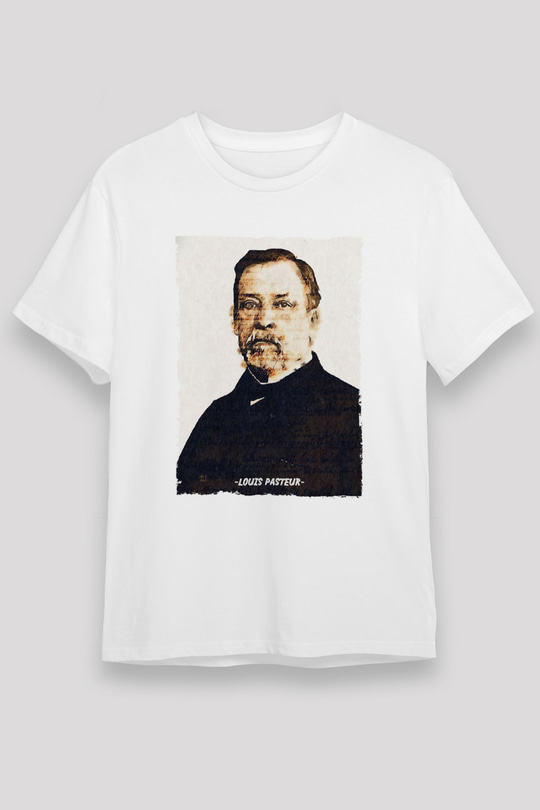 Louis Pasteur Baskılı Unisex Beyaz Tişört - Tshirt