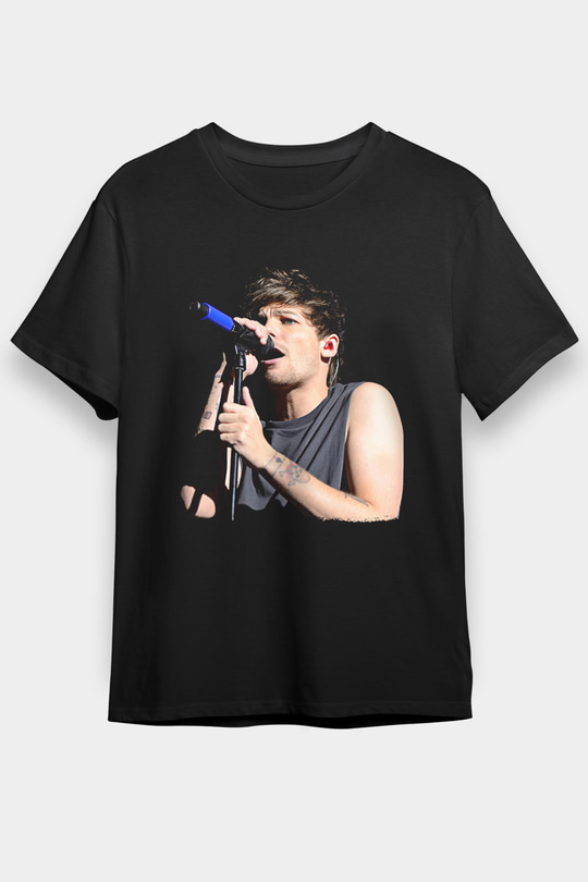 Louis Tomlinson Baskılı Unisex Siyah Tişört - Tshirt