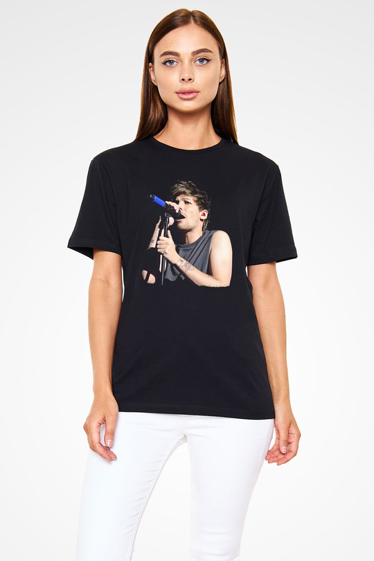 Louis Tomlinson Baskılı Unisex Siyah Tişört - Tshirt