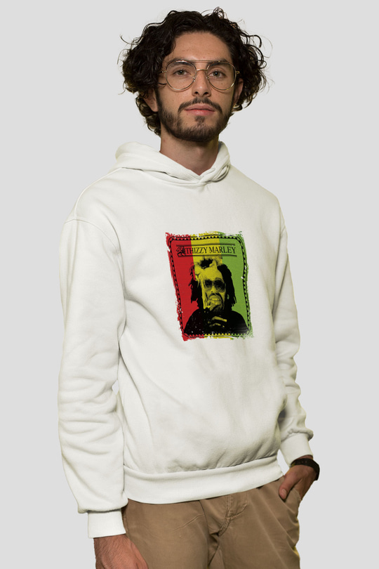 Mac Dre Baskılı Unisex Beyaz Kapüşonlu Sweatshirt