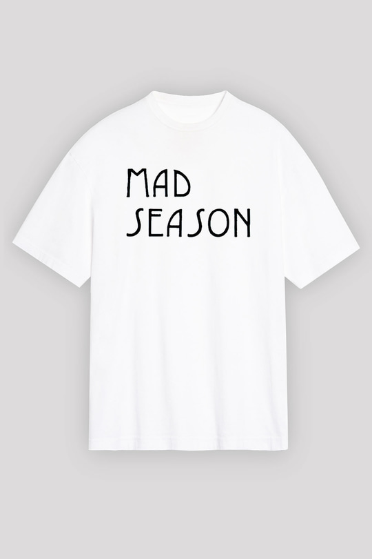 Mad Season Baskılı Beyaz Unisex Oversize Tişört - Tshirt