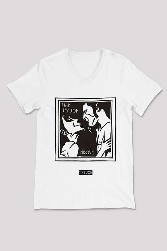 Mad Season Baskılı Beyaz Unisex V Yaka Tişört - Tshirt