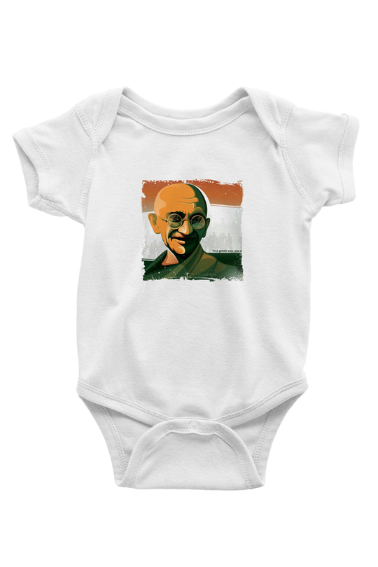 Mahatma Gandi Unisex Baskılı Beyaz Bebek Body - Zıbın