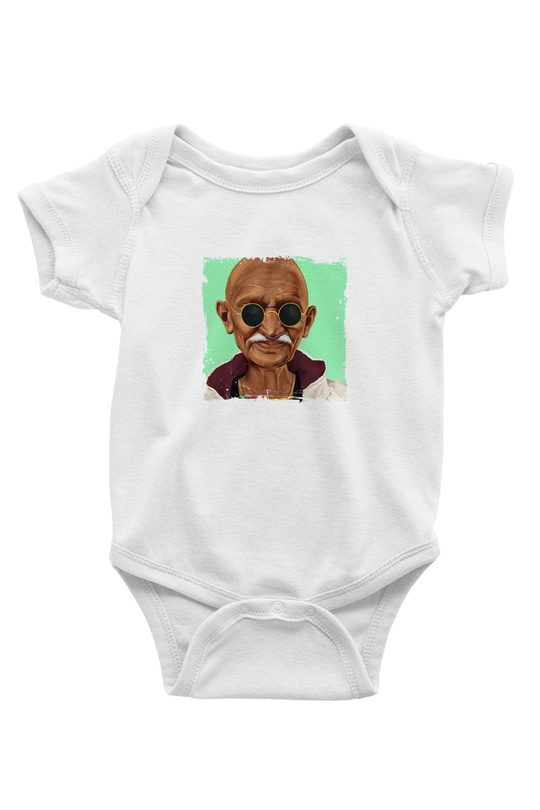 Mahatma Gandi Unisex Baskılı Beyaz Bebek Body - Zıbın