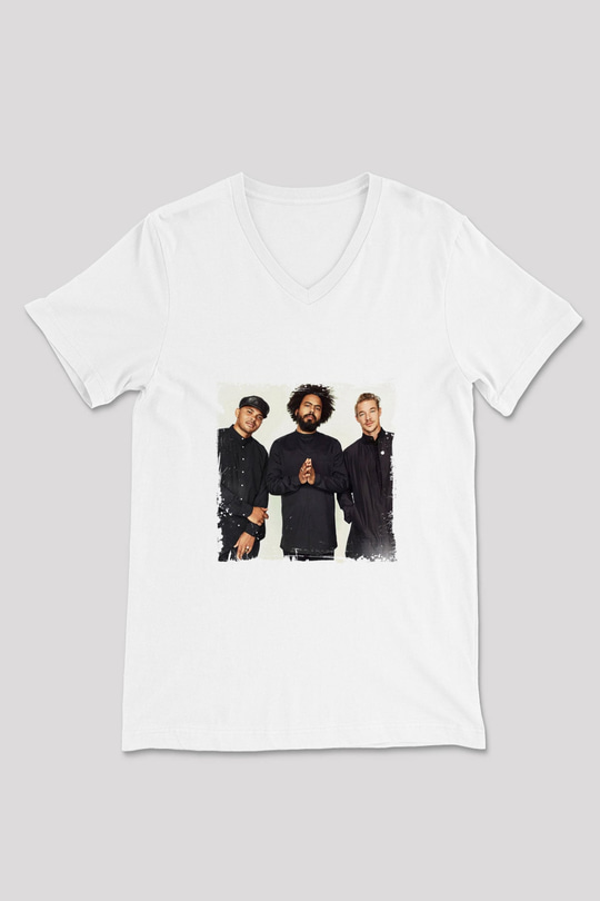 Major Lazer Baskılı Beyaz V Yaka Unisex Tişört