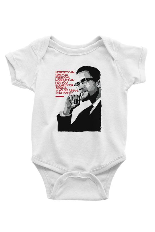 Malcolm X James Baskılı Beyaz Unisex Bebek Body - Zıbın