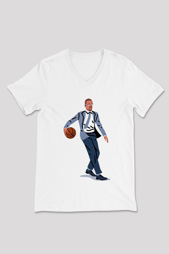 Malcolm X James Baskılı Beyaz Unisex V Yaka Tişört - Tshirt