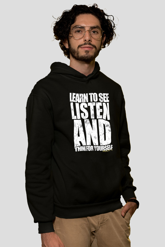 Malcolm X James Baskılı Unisex Siyah Kapüşonlu Sweatshirt