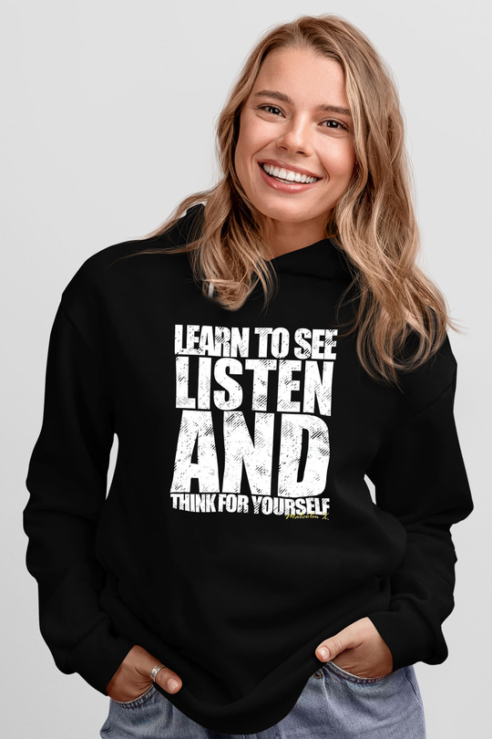 Malcolm X James Baskılı Unisex Siyah Kapüşonlu Sweatshirt