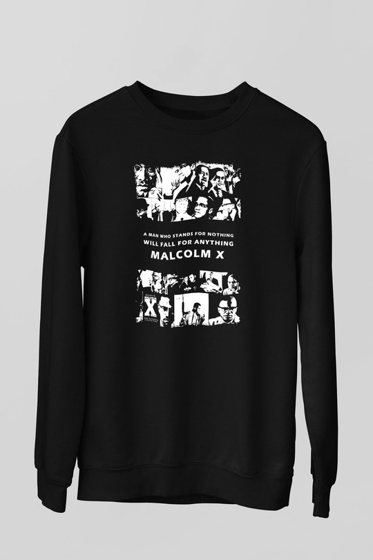 Malcolm X James Baskılı Unisex Siyah Sweatshirt