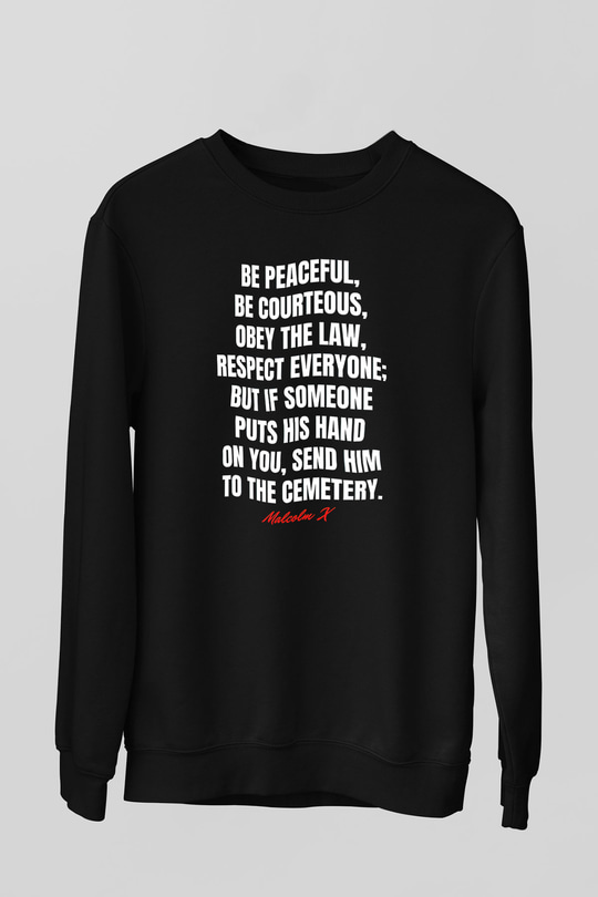 Malcolm X James Baskılı Unisex Siyah Sweatshirt