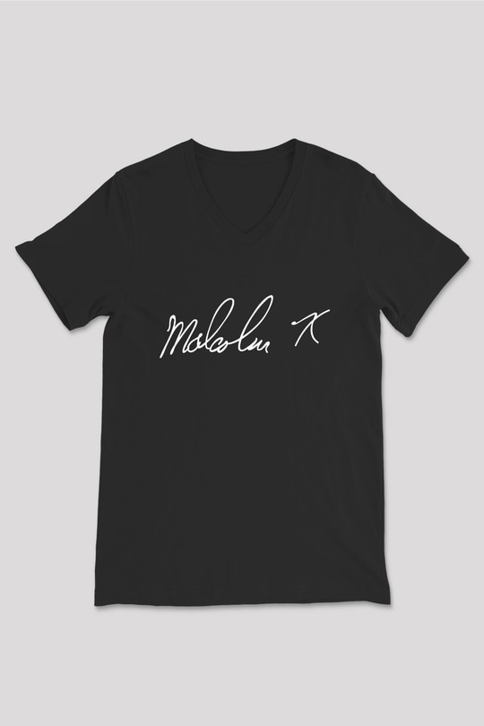 Malcolm X James Baskılı Unisex Siyah V Yaka Tişört - Tshirt