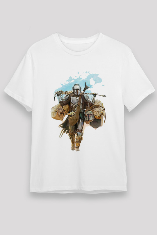 Mandalorian Unisex Baskılı Beyaz Tişört - Tshirt