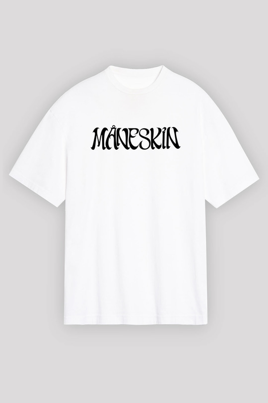 Maneskin Baskılı Beyaz Unisex Oversize Tişört - Tshirt