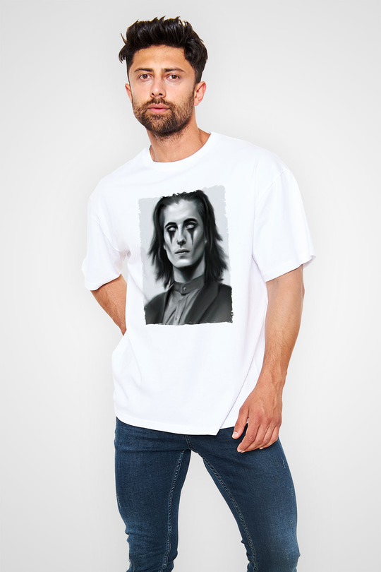 Maneskin Baskılı Beyaz Unisex Oversize Tişört - Tshirt